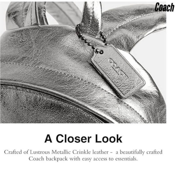 COACH Men's Hall Backpack 22 in Metallic Crinkle Leather