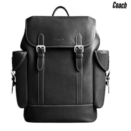 COACH Men’s Hitch Backpack in Natural Full-Grain Leather | Black color, One Size Backpack