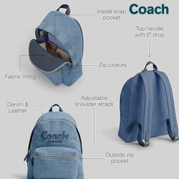 Coach Women's Cargo Backpack in Leather and Denim